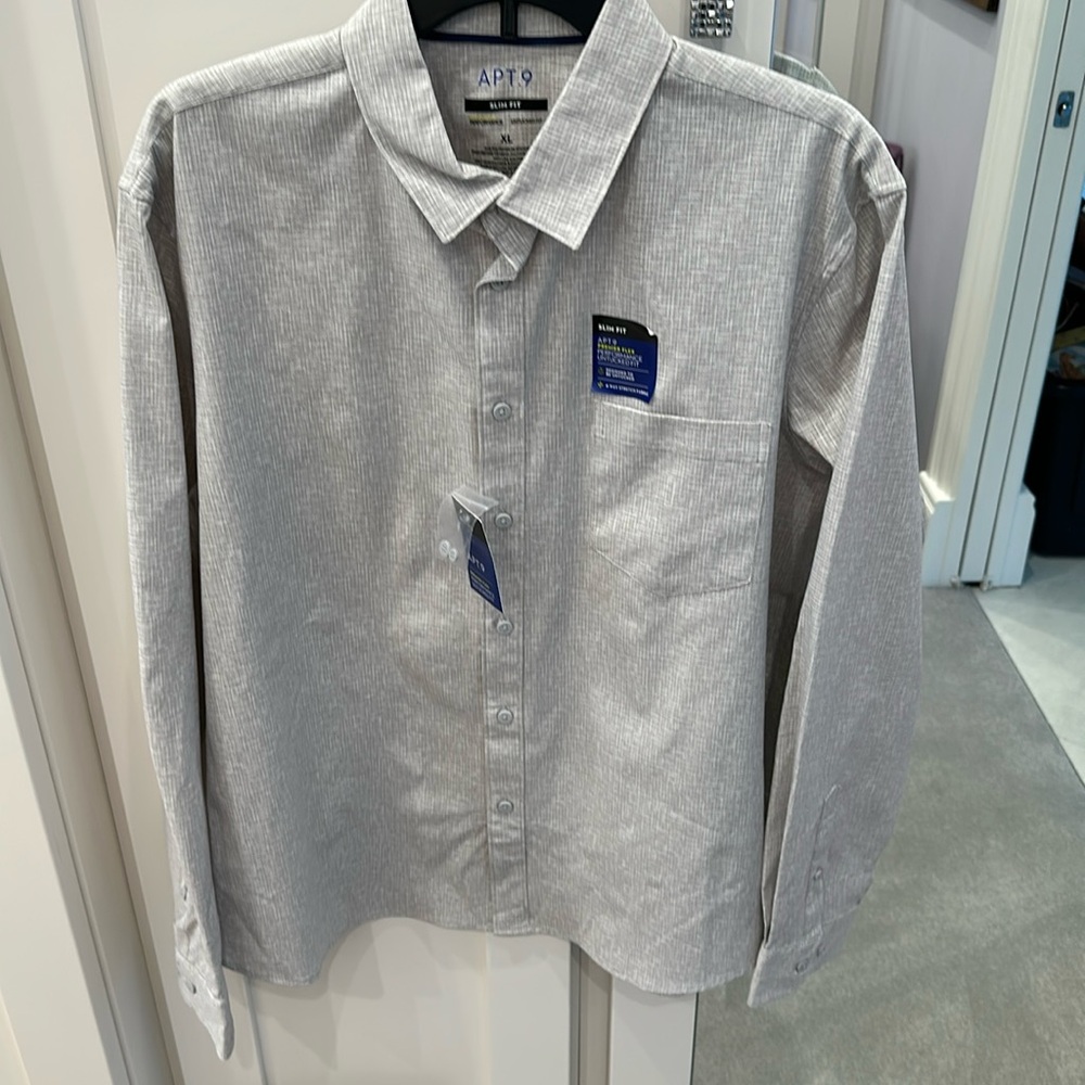 Apt. 9 Gray Pinstripe Long-Sleeve Dress Shirt